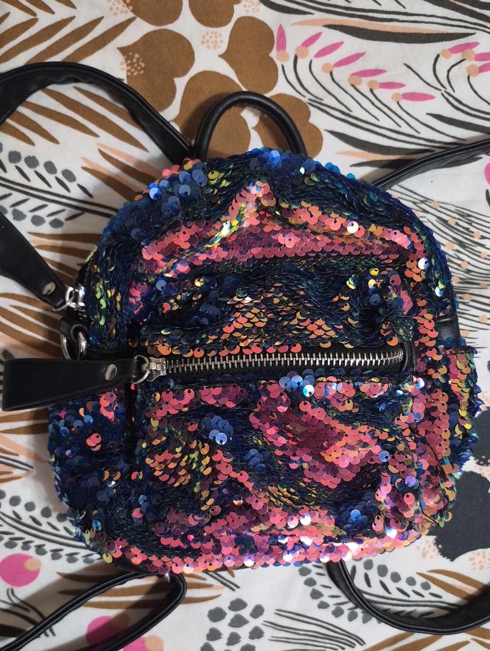 Multicolored Sequin Mini Backpack - - Picture 2 of 8